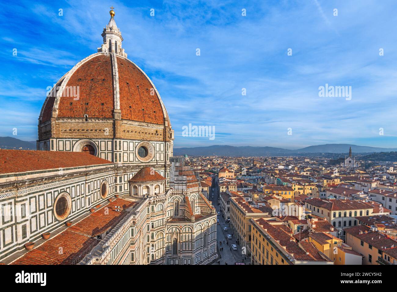 Florence, Italy skyline with landmark buildings over the Duomo. Stock Photo