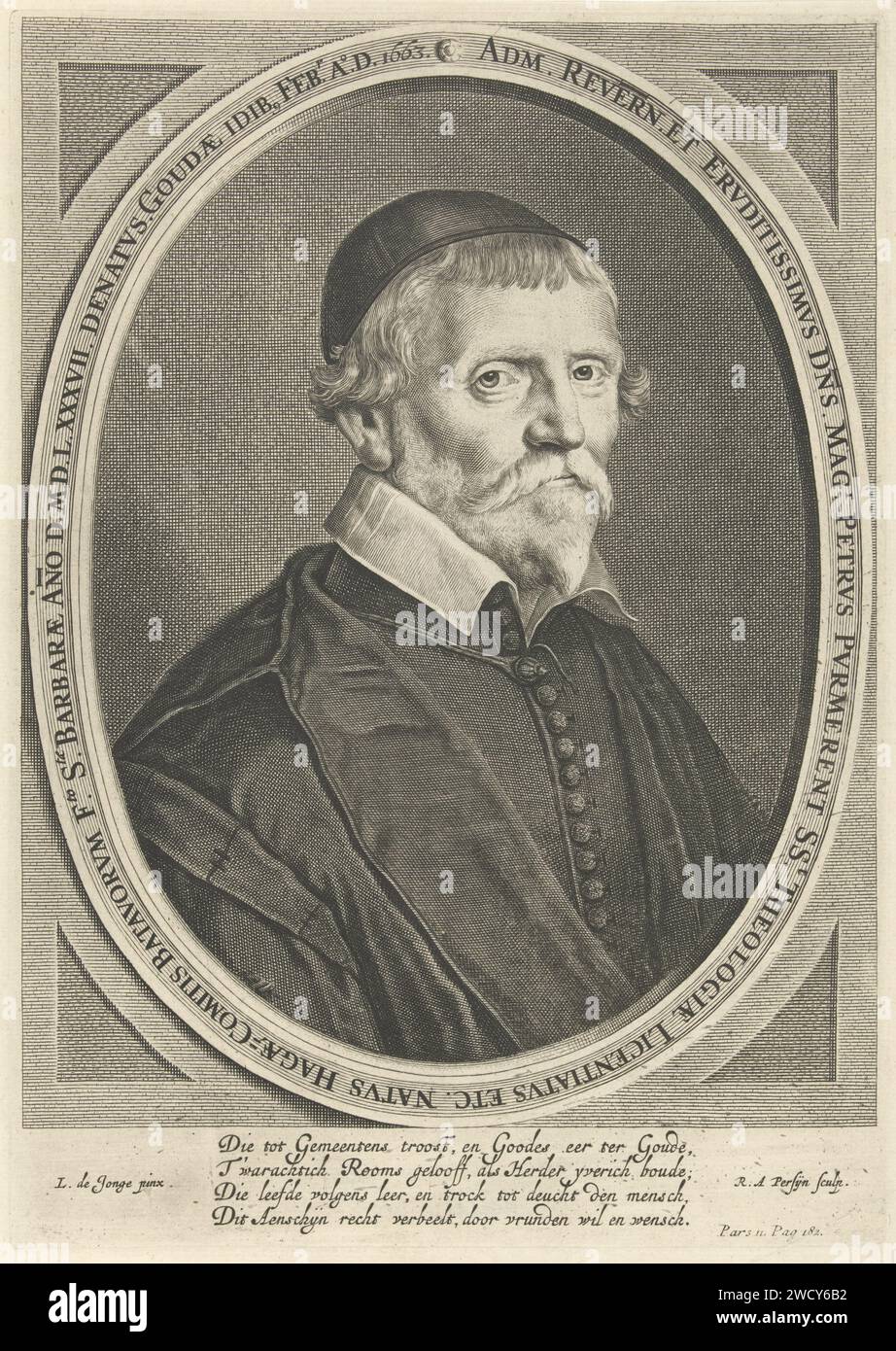 Portrait of Petrus Purmerent, Reinier van Persijn, after Ludolf de ...