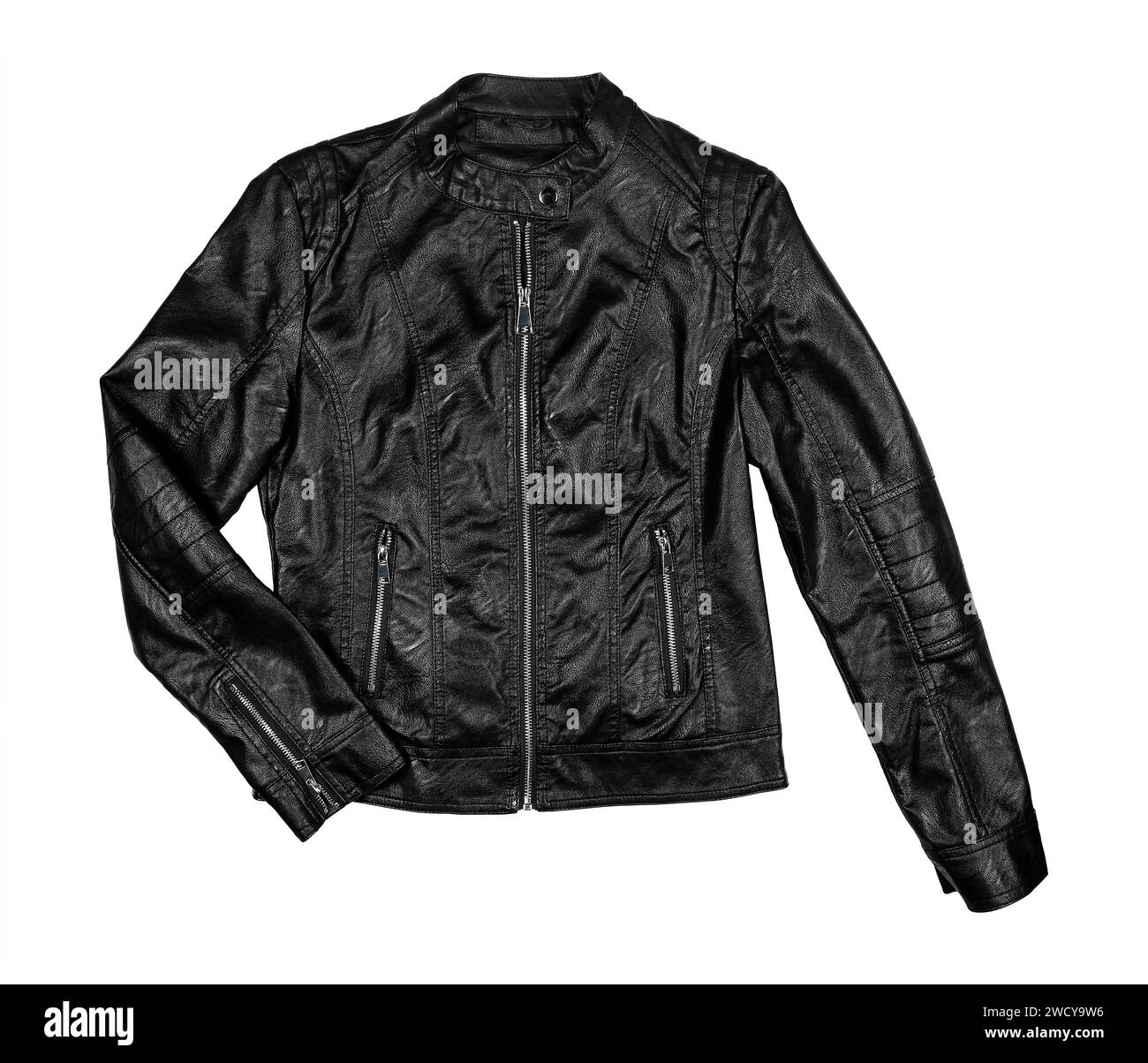 black-leather-jacket-for-women-isolated-stock-photo-alamy