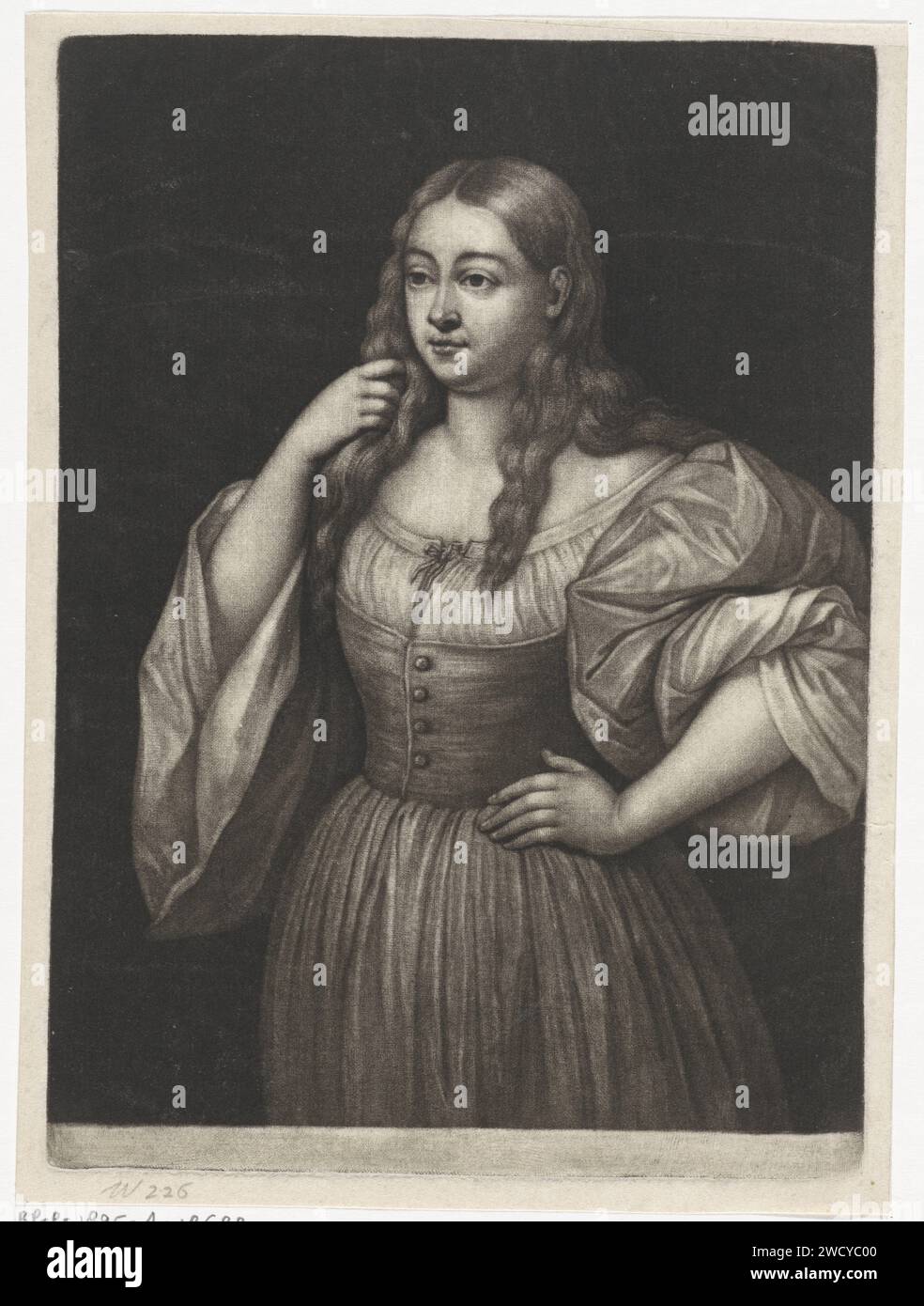 Young woman with loose hair, Wallerant Vaillant, after Jacopo Palma (Il Vecchio), 1658 - 1677 print   paper Stock Photo