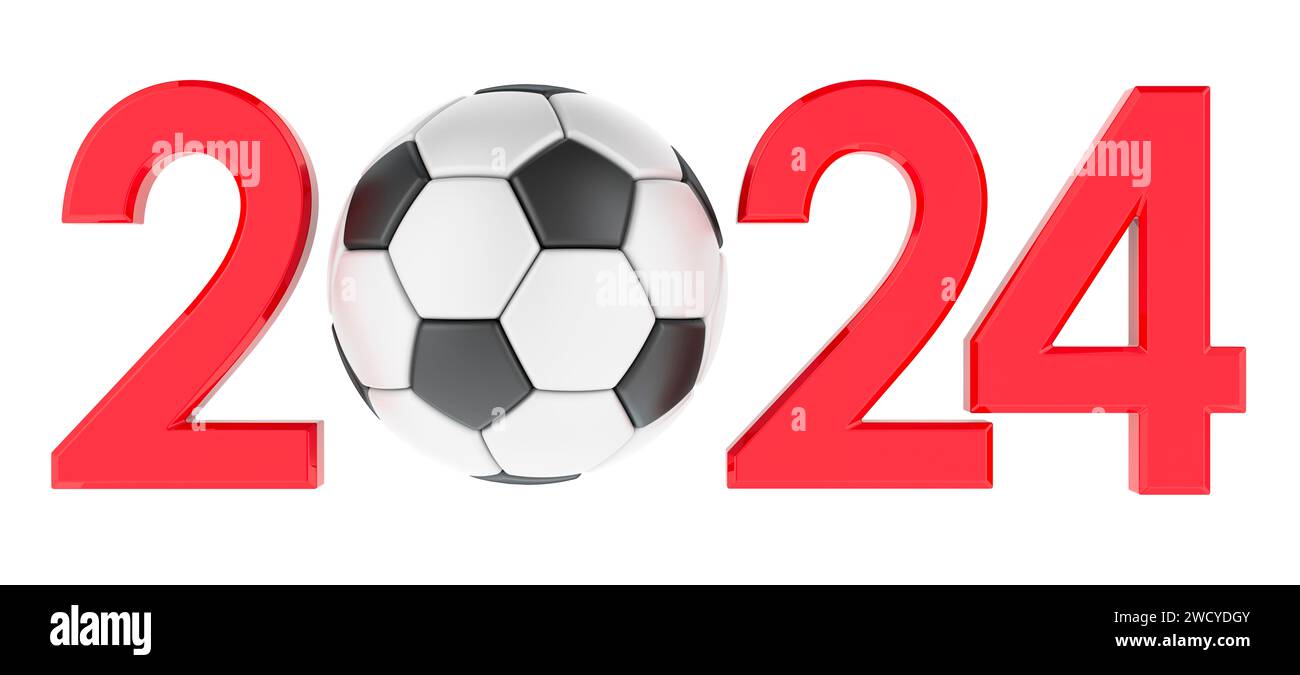 Soccer 2024, concept. 3D rendering isolated on white background Stock