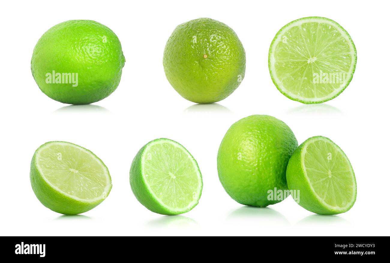 lime collection, cut and whole limes isolated Stock Photo - Alamy
