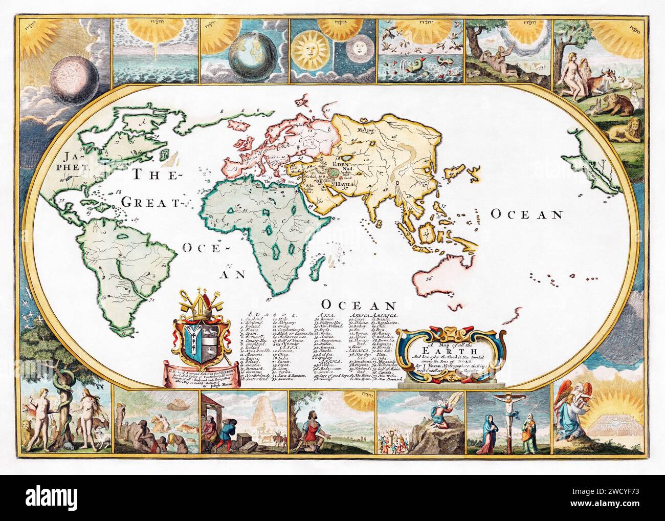 Map of the Earth 1681 Stock Photo