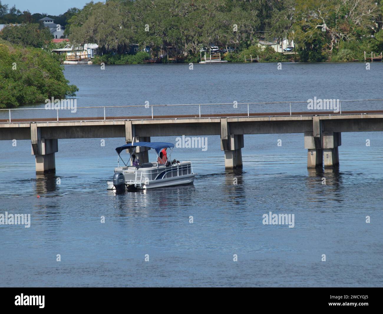 Ruskin, Florida, United States November 1, 2022 Boat by a bridge in