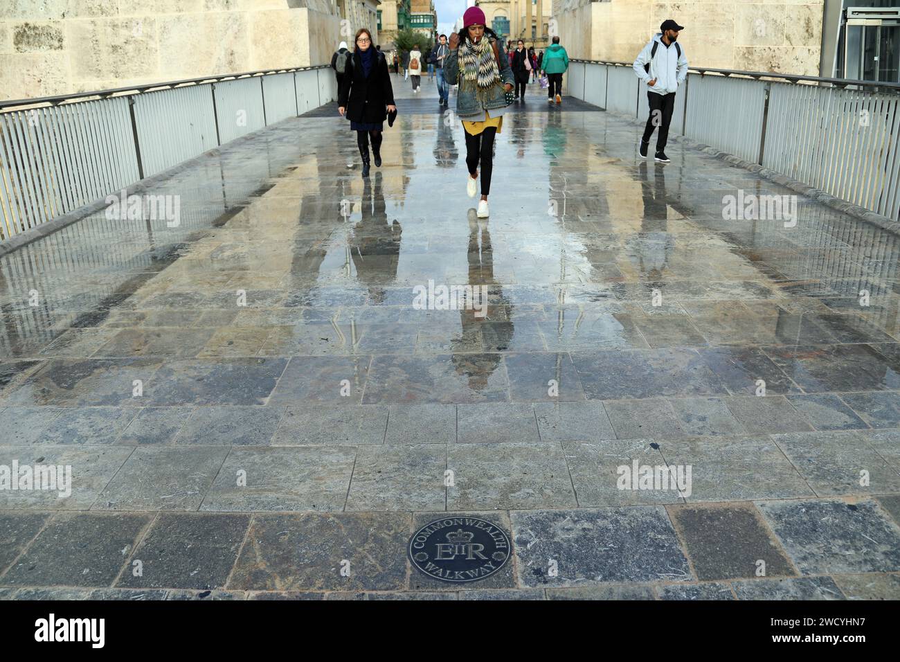 Commonwealth Walkway marker at the City Gate in Valletta Stock Photo