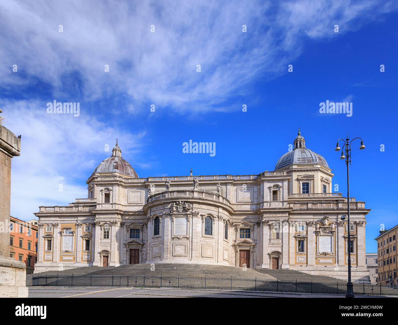 Facade of the Basilica of Saint Mary Major in Rome, Italy. Stock Photo