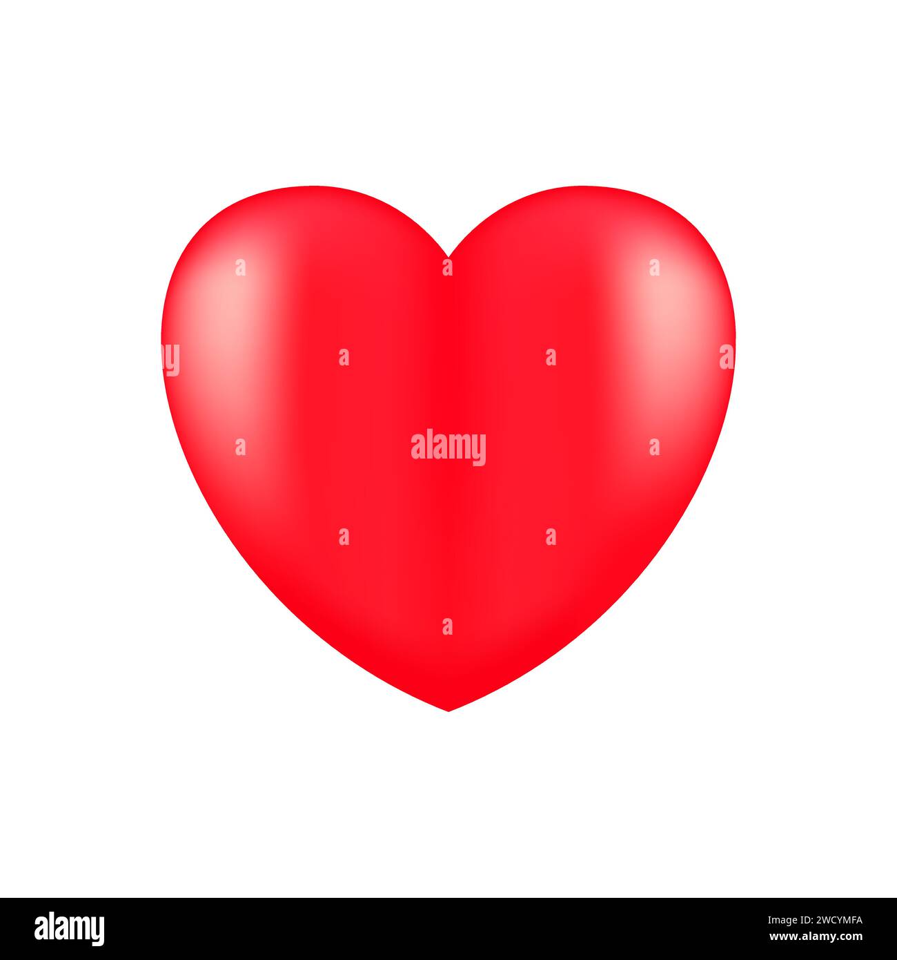 Red realistic heart icon on white background. 3d vector illustration ...