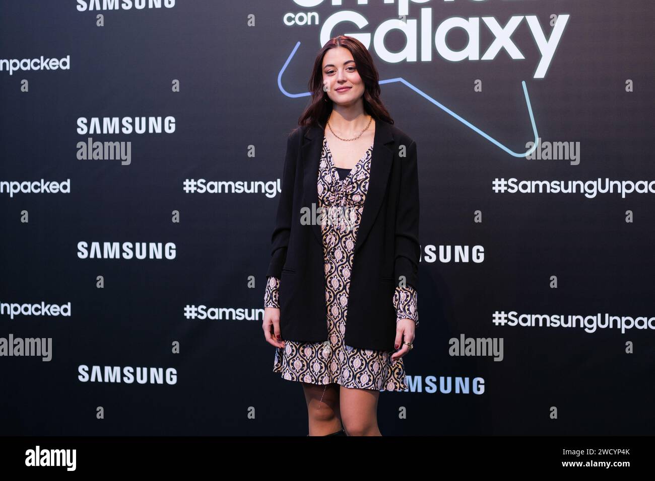 Guest  during at the Samsung Unpacked photocall on Real Jardín Botánico Alfonso XIII January 17, 2024, in Madrid, Spain. Stock Photo