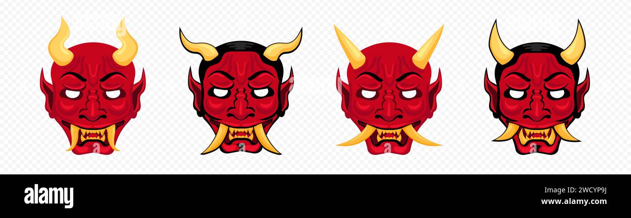 Japan devil masks with horns template Stock Vector Image &amp; Art - Alamy