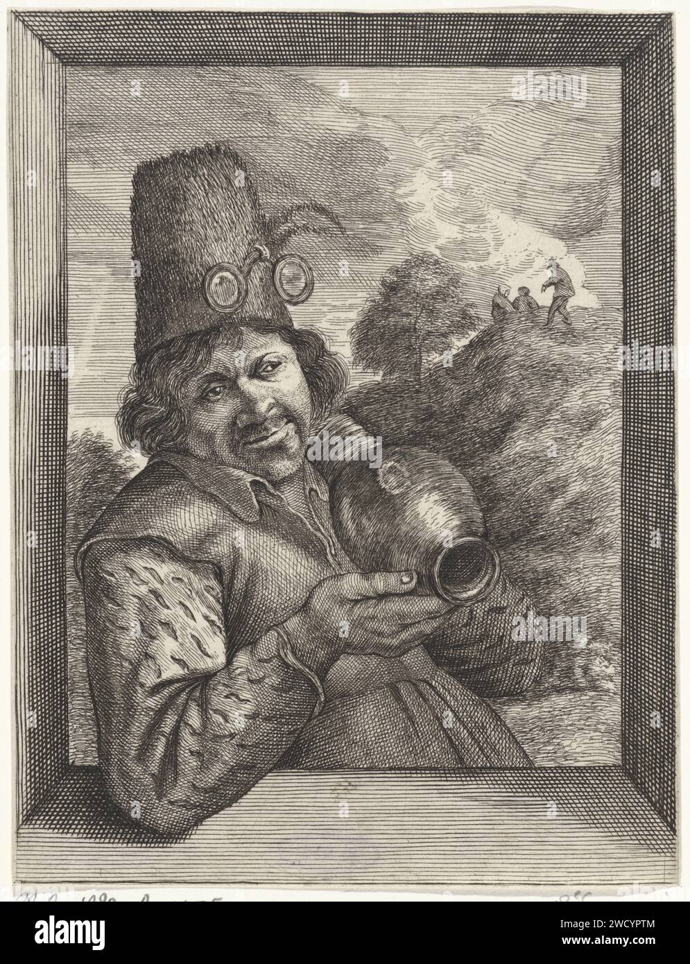 FACE, Conrad Lauwers, after Joos van Craesbeeck, 1700 - 1799 print In a ...