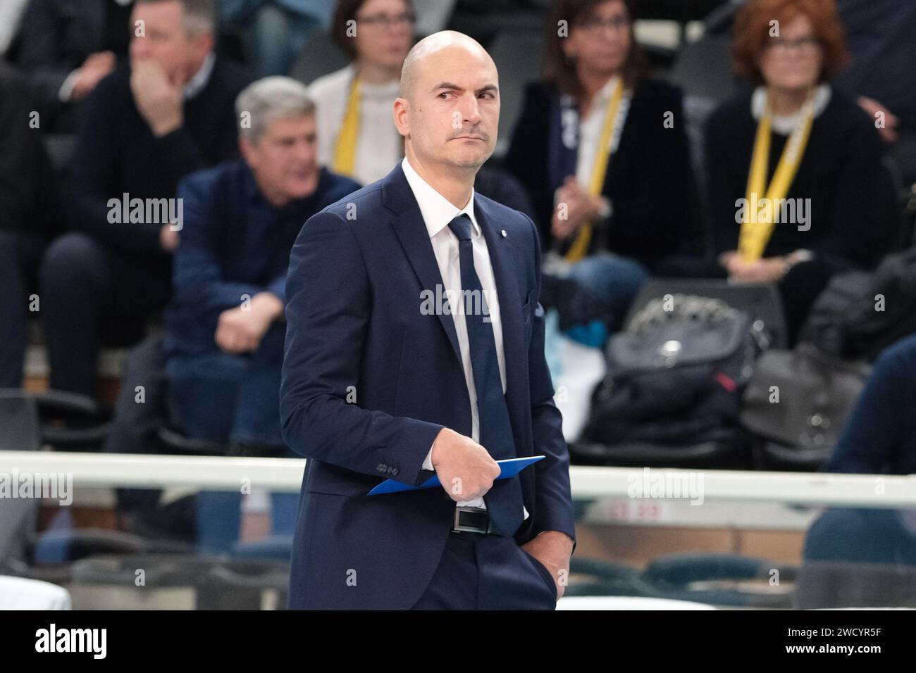 Trento, Italy. 17th Jan, 2024. Fabio Soli head coach of ITAS Trentino Volley during the match between ITAS Trentino Volley and Asseco Resovia Rzeszow, valid for Pool B of CEV Men Volley Champions League 2023/2024 at Il T Quotidiano Arena on January 16, 2023, Trento, Italy. Credit: Independent Photo Agency/Alamy Live News Stock Photo