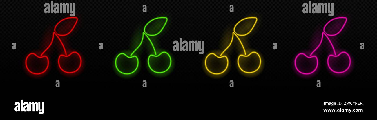 Cherry neon vector icon. Cherry glowing laser lamp symbol Stock Vector