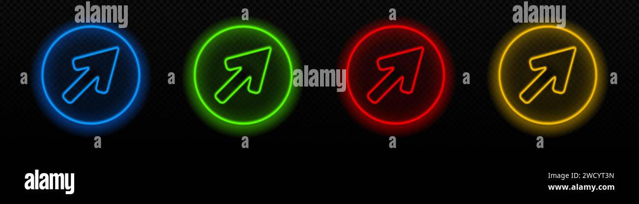 Click cursor mouse neon vector icon. Computer arrow click glowing laser ...