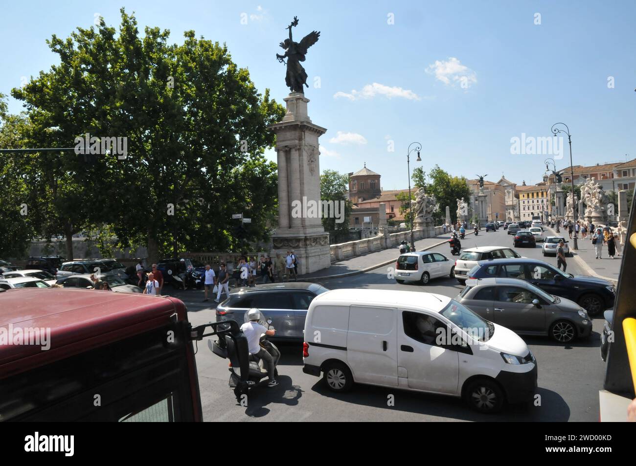 Rome / Italy   17.July 2019/ Traffic choas most the scooter driver drive ziz zaz and park where they wish in Rome and Italy (Photo..Francis Dean / Deanpictures. Stock Photo