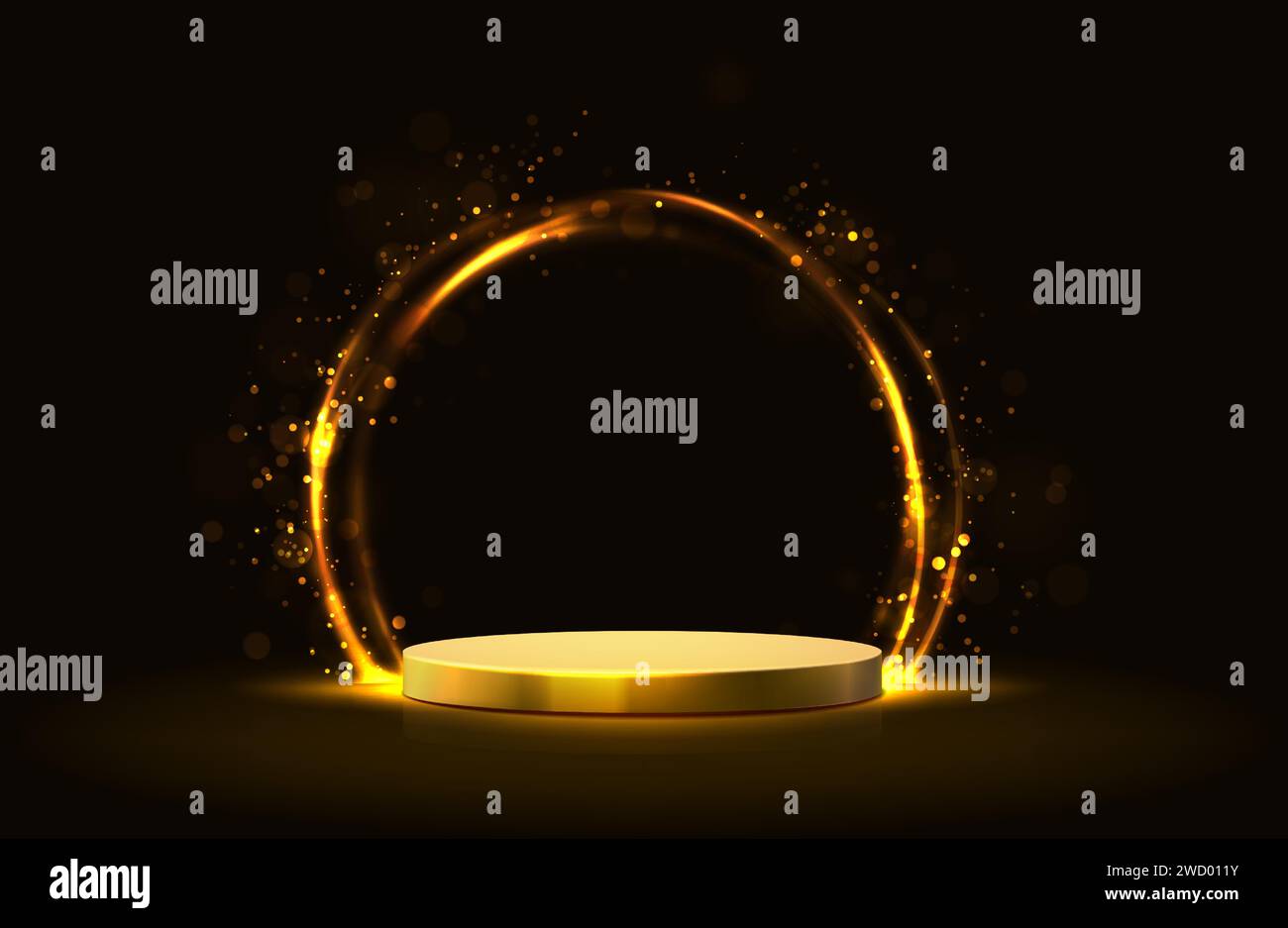 Vector glowing golden circle with sparkles and gold podium Stock Vector ...