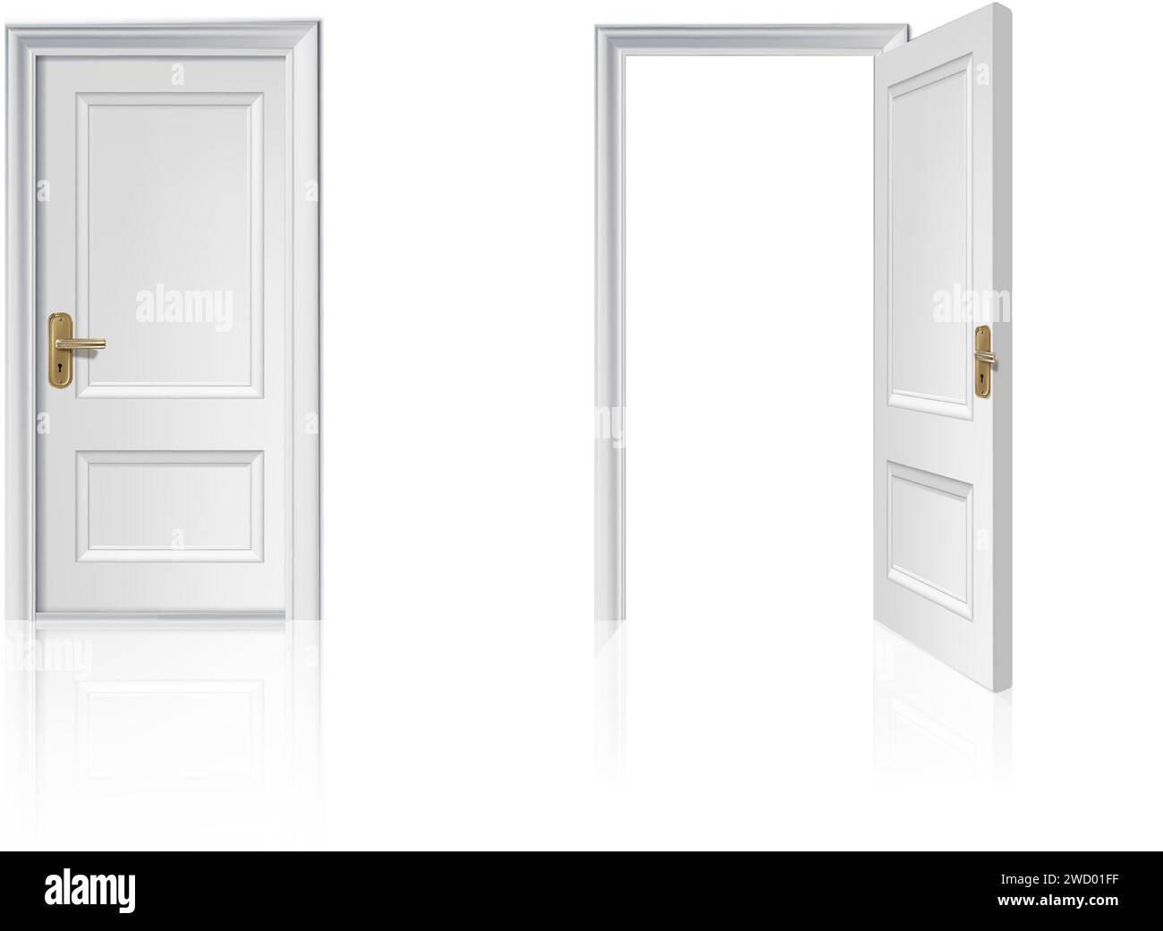 3d realistic vector icon illustration. White wooden entrance door ...