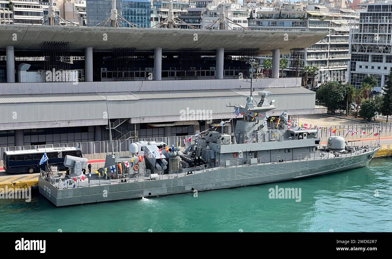 HS ROUSSEN, P-67  British designed fast missile attack boat of the Hellenic Navy. Photo: Tony Gale Stock Photo