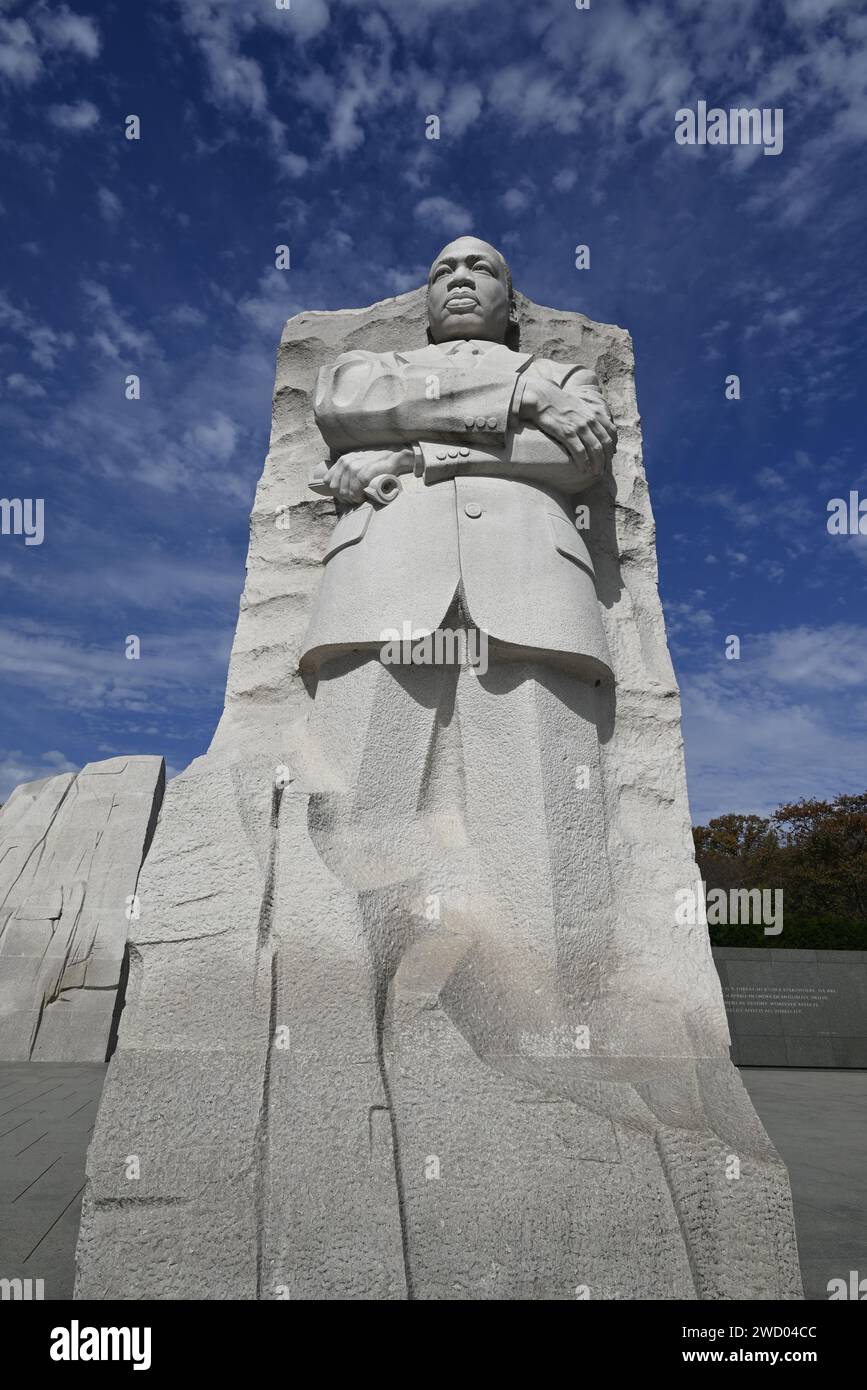 Powerful rendering of Dr. Martin Luther King, Jr., sculpted in granite by Lei Yixin located in West Potomac Park, Washington DC Stock Photo
