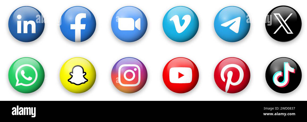 TikTok, Instagram, Youtube, Pinterest, LinkedIn, Facebook, Zoom, Vimeo