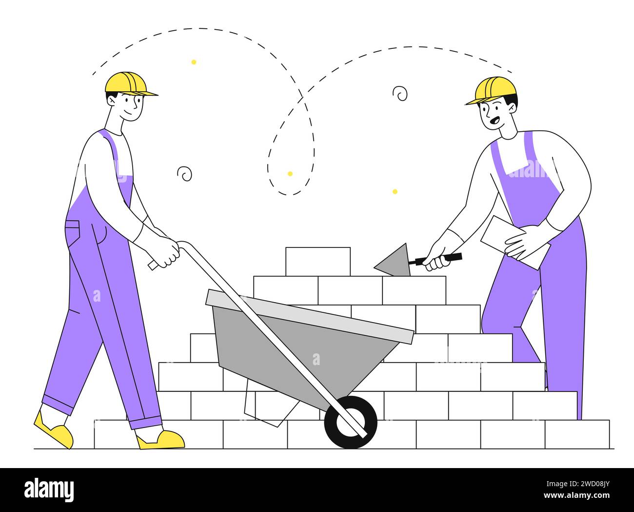 Construction people vector linear concept Stock Vector