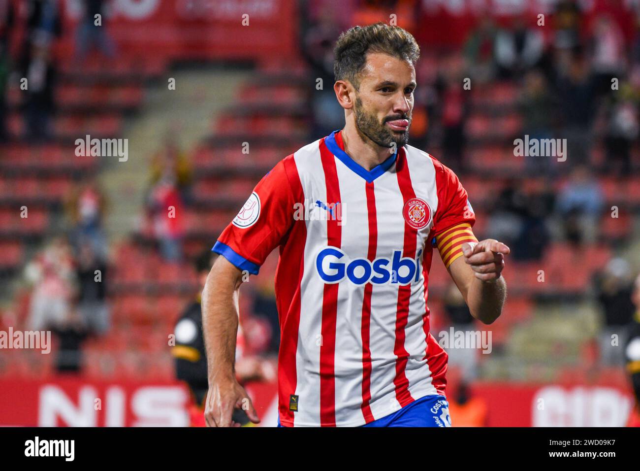 Girona, Spain. 17th Jan, 2024. GIRONA, SPAIN - JANUARY 17: Player of Girona FC Cristhian Stuani celebrates after scoring a goal during the match between Girona FC and Raya Vallecano as part of round 16 of Copa del Rey at Estadio Montilivi on January 17, 2024 in Girona, Spain. (Photo by Sara Aribó/PxImages) Credit: Px Images/Alamy Live News Stock Photo