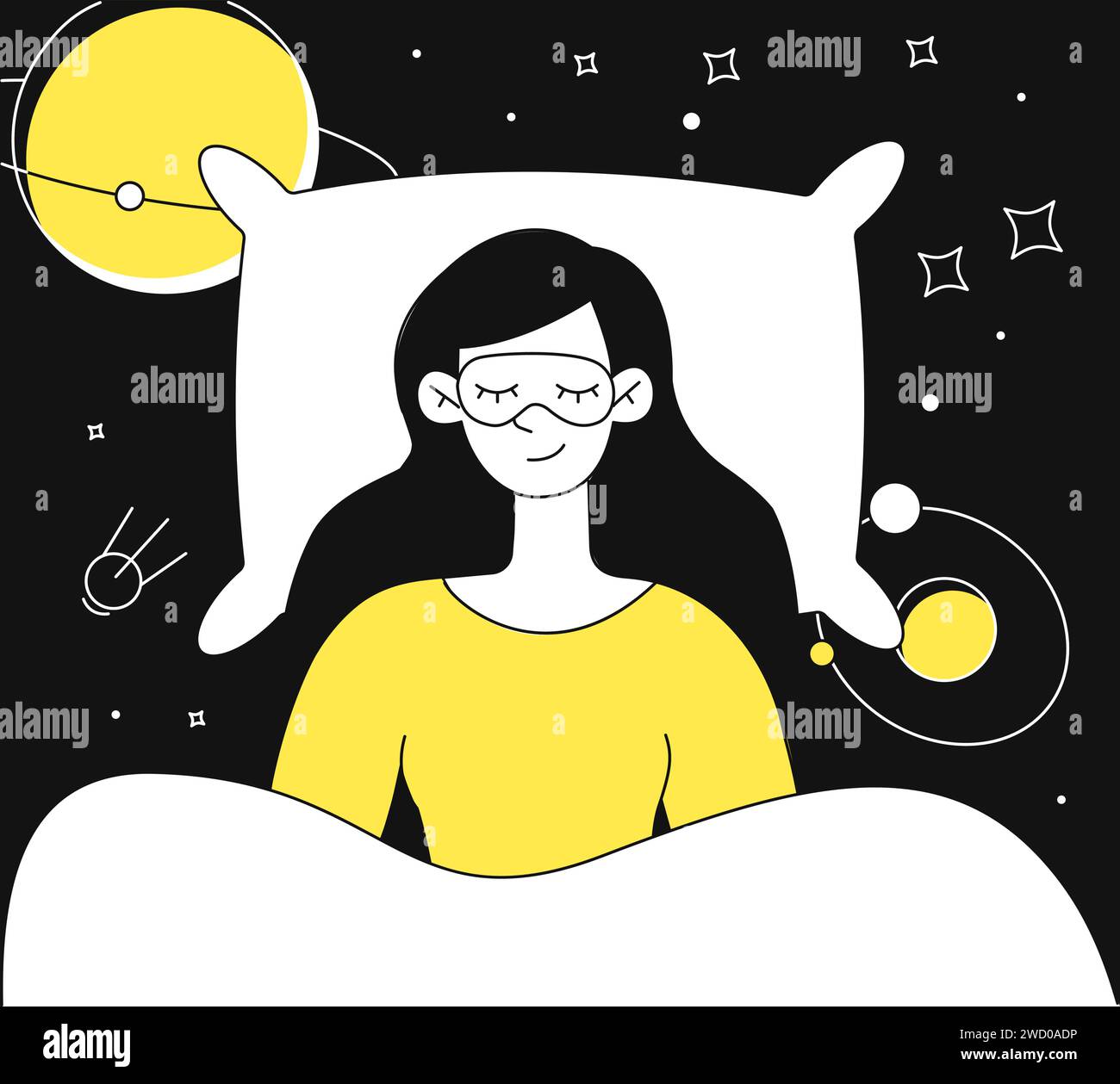 Sleeping woman vector linear Stock Vector Image & Art - Alamy
