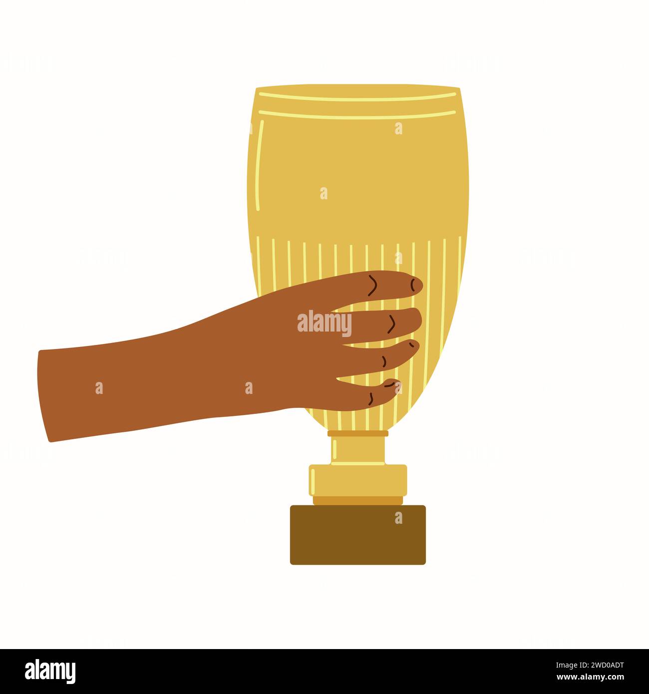Hand holds the cup winner sports competitions. Prize champion first ...