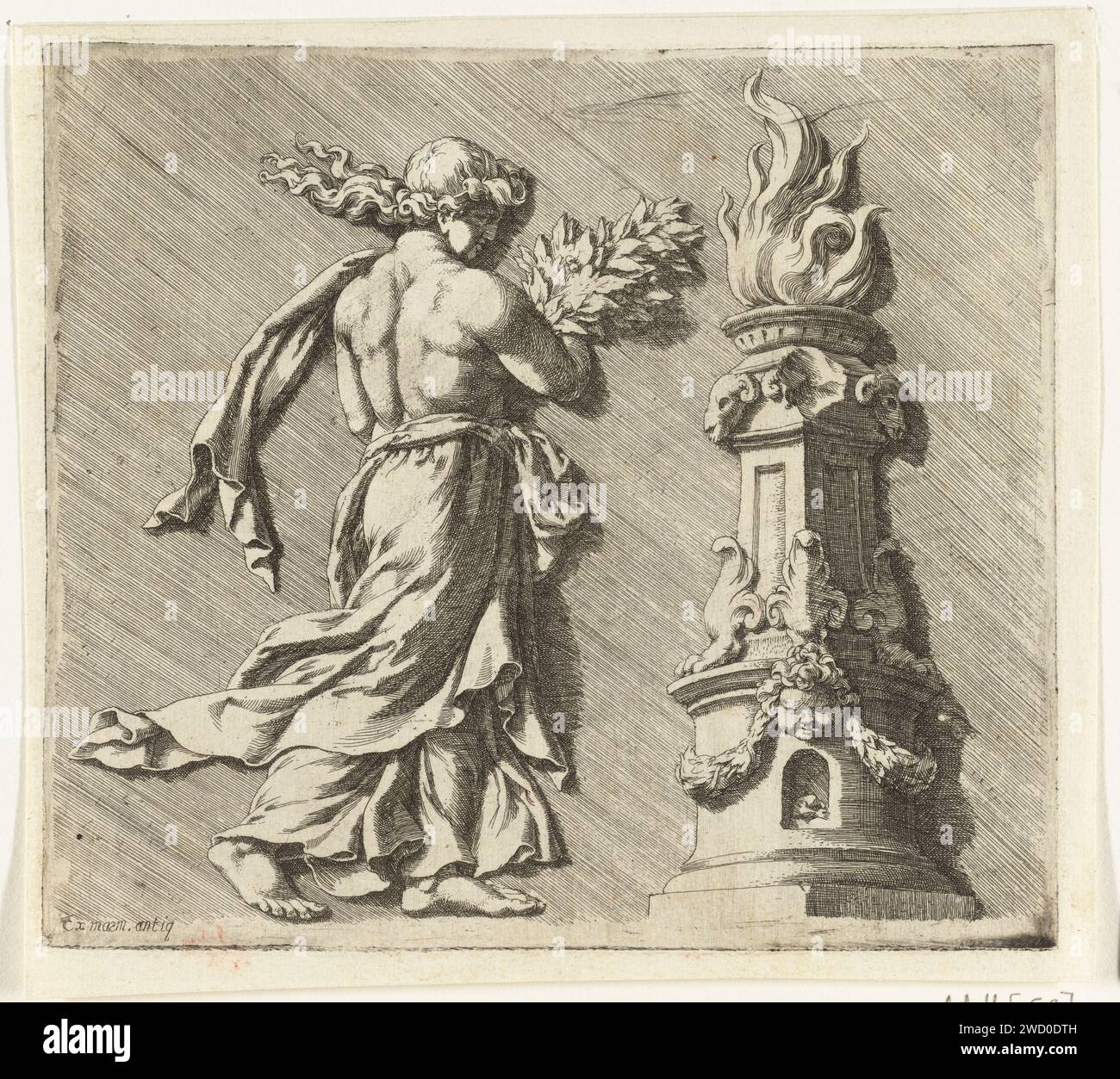 Pomona with a burning sacrifice, Jan de Bisschop, After Anonymous, 1638 ...