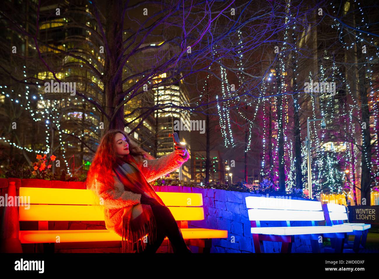 London, UK. 17th January 2024. Canary Wharf Winter Lights Festival. Pictured installation LBO