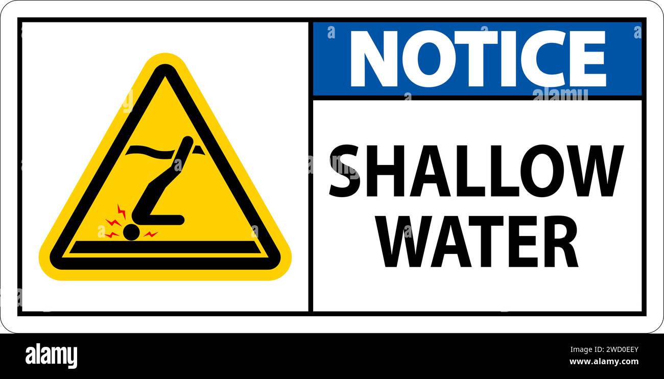 Water Safety Sign Notice Shallow Water Stock Vector Image & Art Alamy