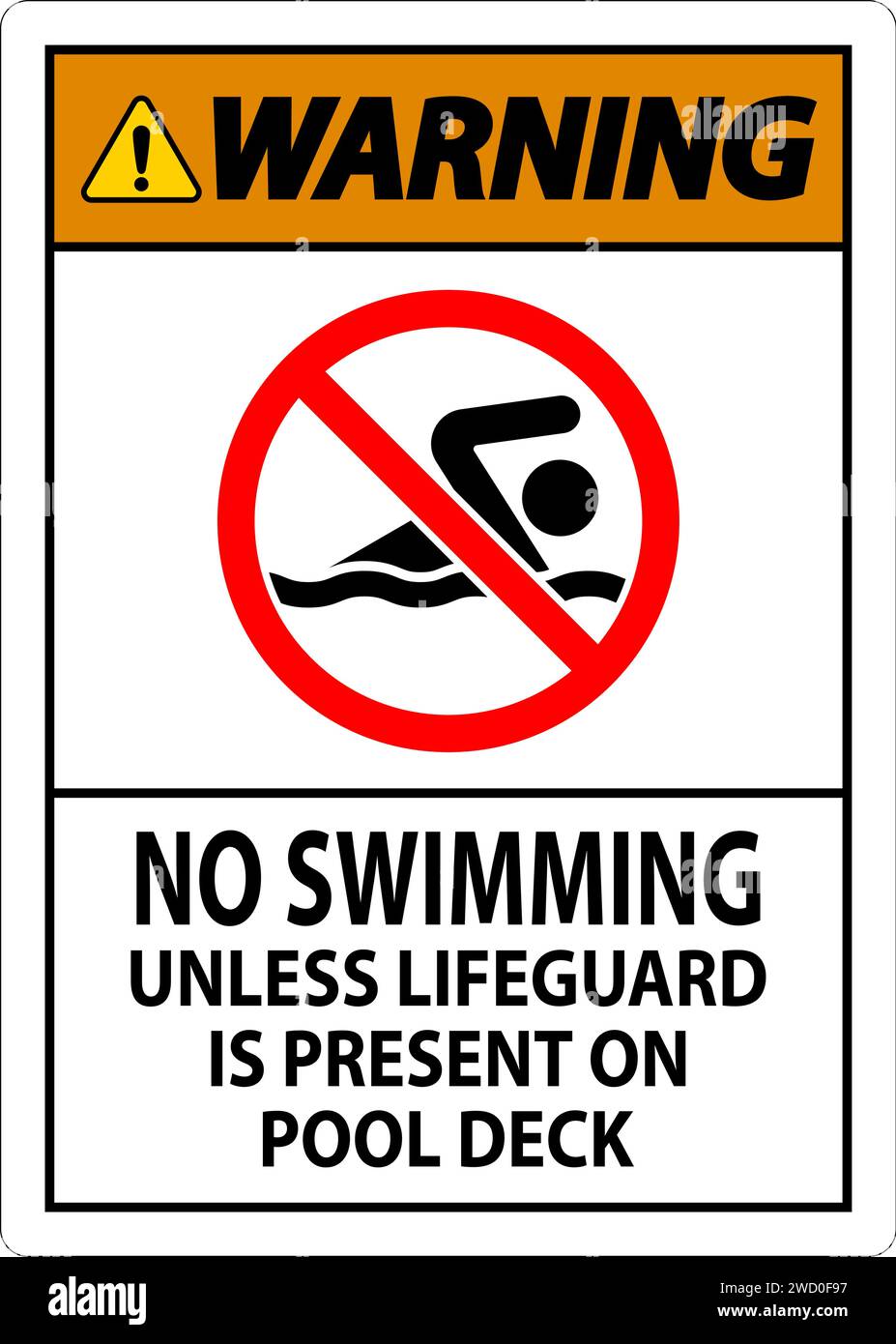 Danger Pool Sign No Swimming Unless Lifeguard Is Present On Pool Deck