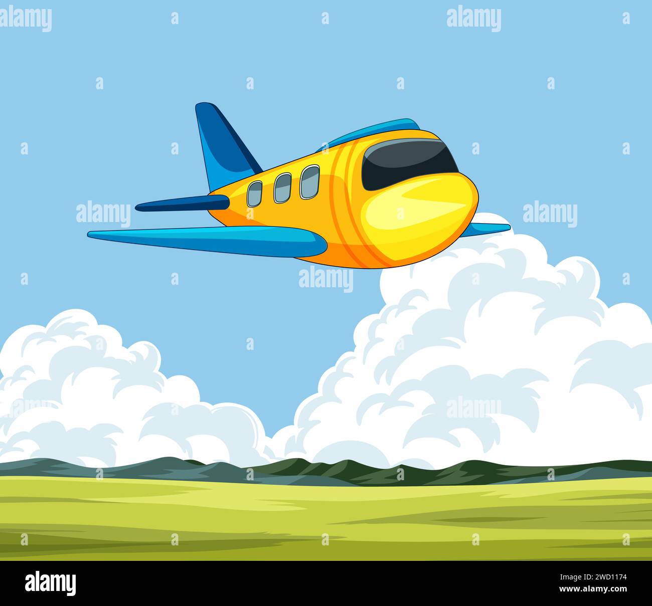 Vector illustration of a plane flying in the sky Stock Vector Image ...