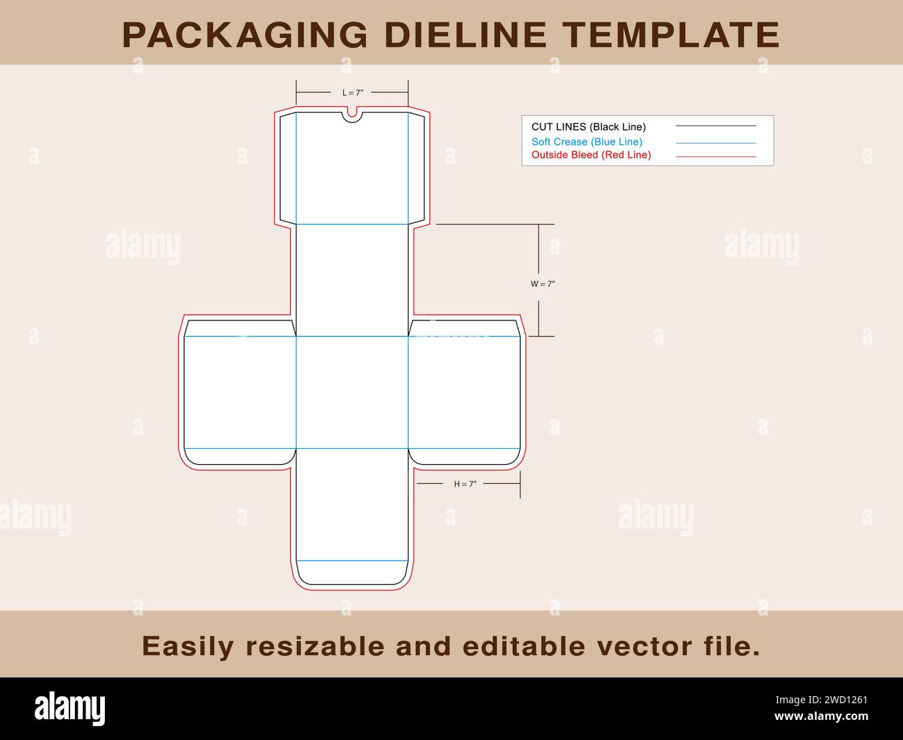Gift Box, Dieline Template, Editable Vector File Stock Vector Image