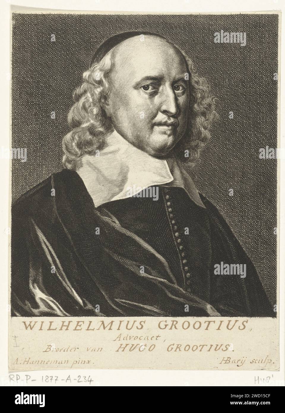 Portrait of Willem de Groot, Hendrik Bary, after Adriaen Hanneman, 1657 - 1707 print   paper engraving Stock Photo
