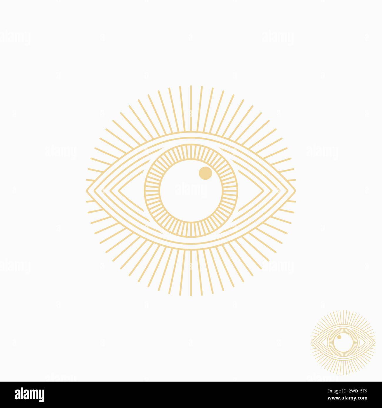 Logo design graphic concept creative premium vector stock abstract unique line out art eye faith like sun. Related to classic ancient symbol painting Stock Vector