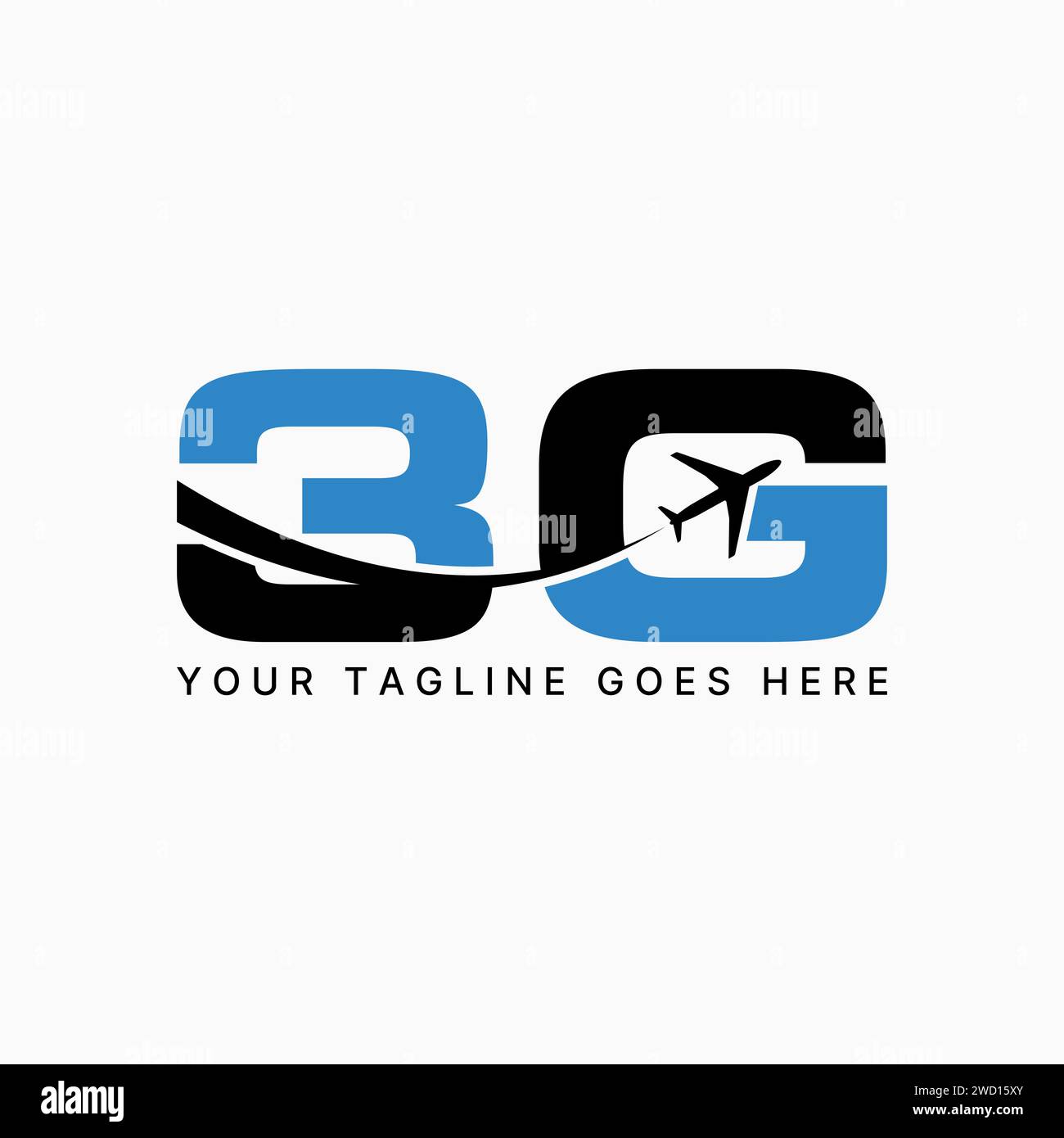 Logo design graphic concept creative premium vector stock initial letter 3G font swoosh airplane aircraft flight. Related to monogram aviation travel Stock Vector