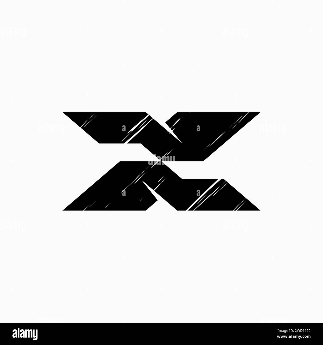 Logo design graphic concept creative premium vector stock initial letter X font cut top down flip scratches. Related to monogram typography branding Stock Vector
