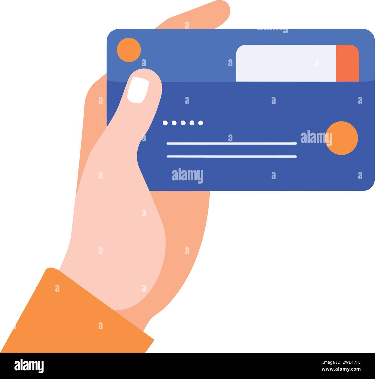 a hand holding credit card in flat style isolated on background Stock Vector