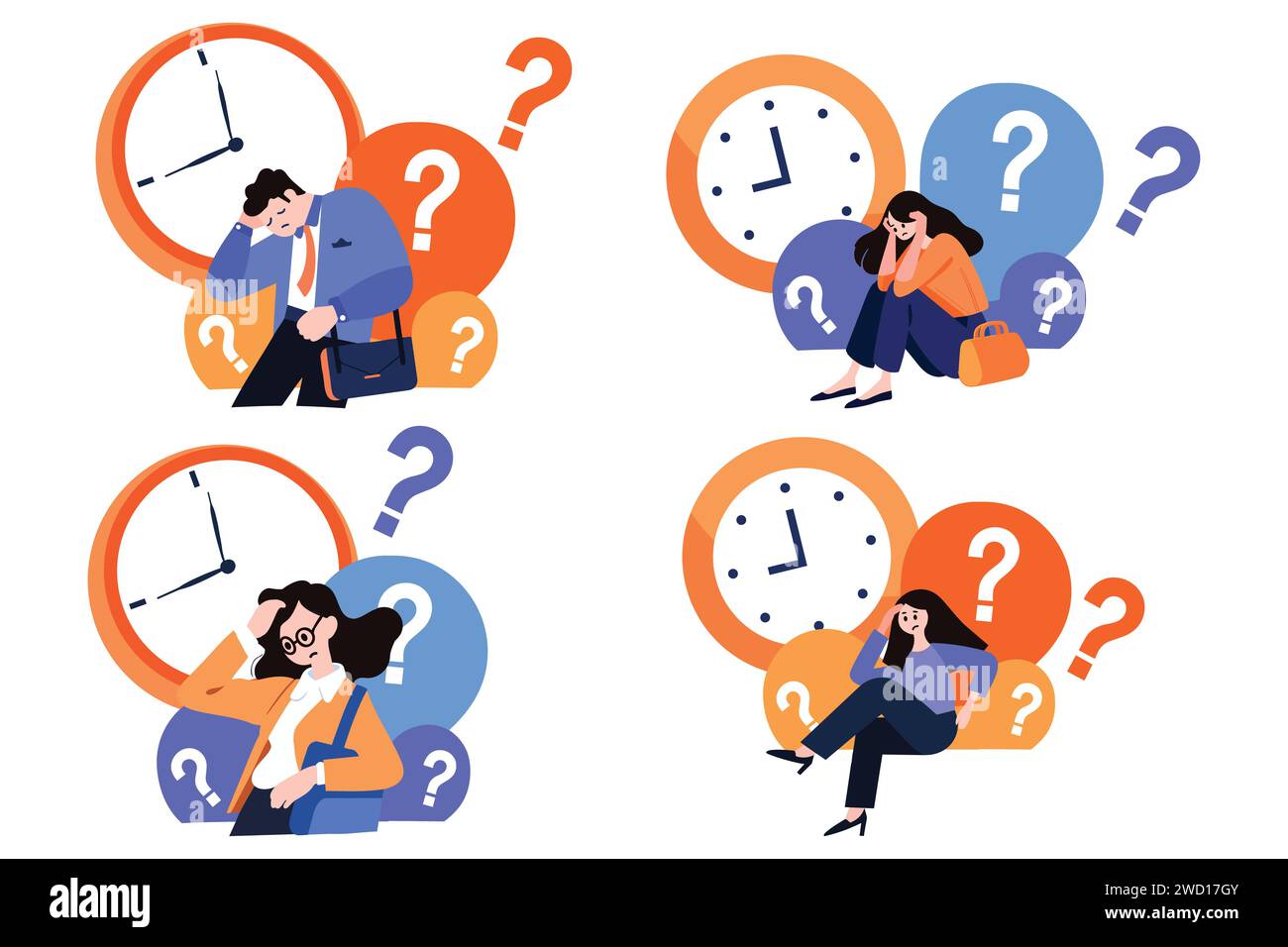 a people tired from work in flat style collection Stock Vector