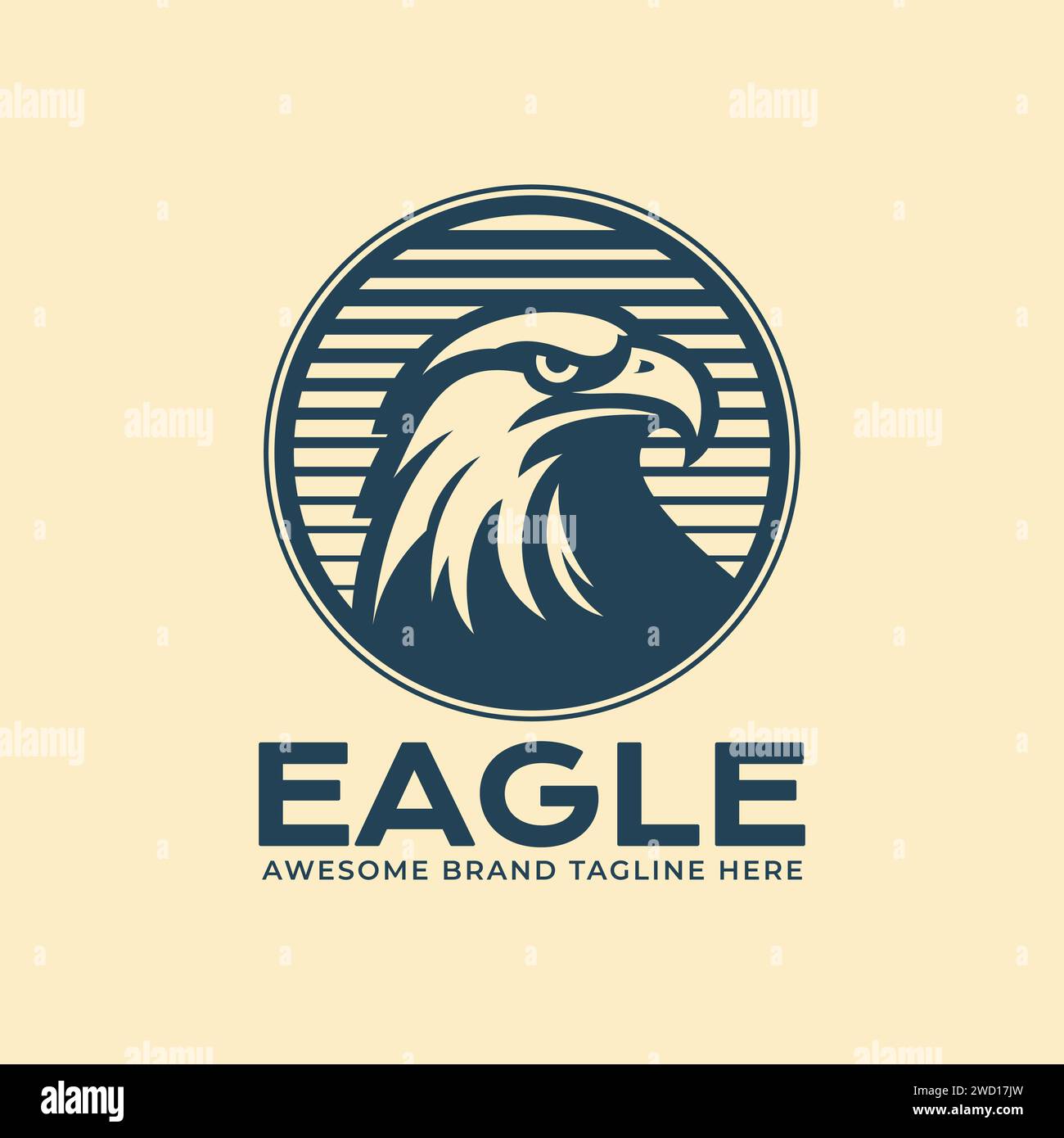 Retro eagle head logo emblem vector illustration. Vintage animal mascot professional corporate brand identity. Stock Vector