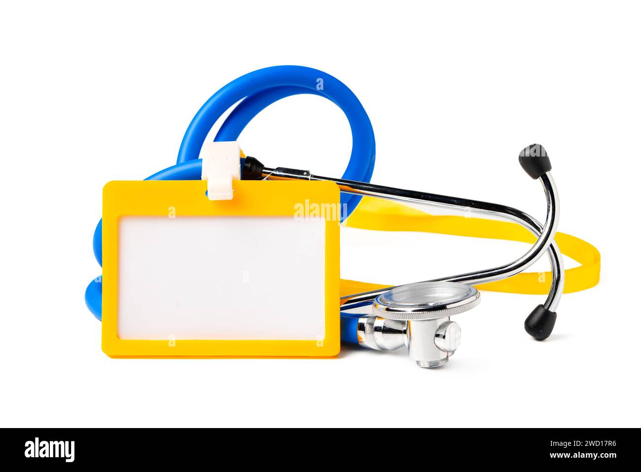 Blank badge and stethoscope on white background Stock Photo - Alamy