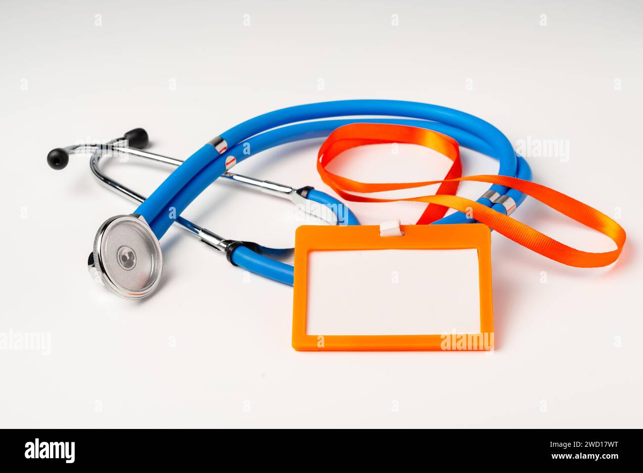 Blank badge and stethoscope on white background Stock Photo - Alamy