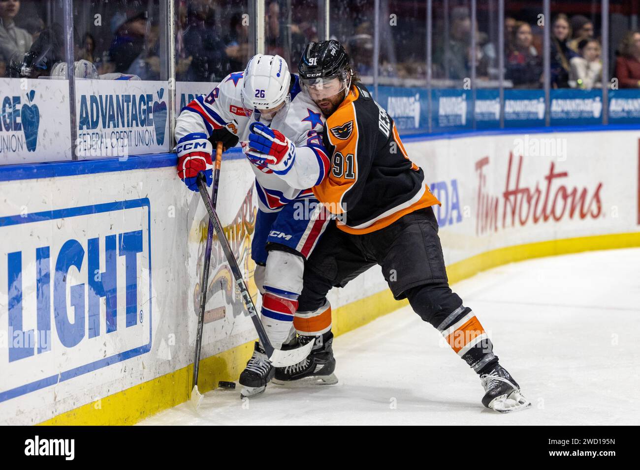 January 17th, 2024: Lehigh Valley Phantoms forward Elliot Desnoyers (91 ...