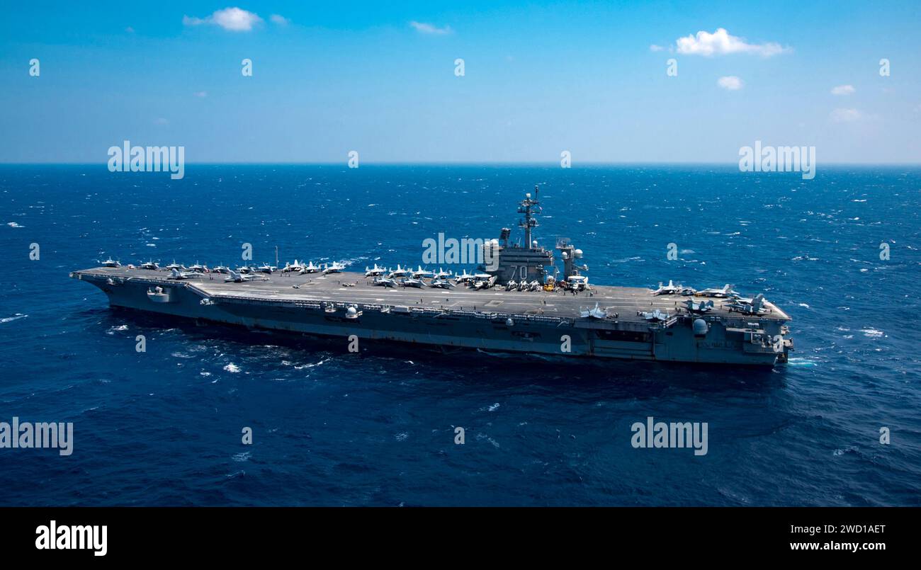 The aircraft carrier USS Carl Vinson transits the South China Sea. Stock Photo