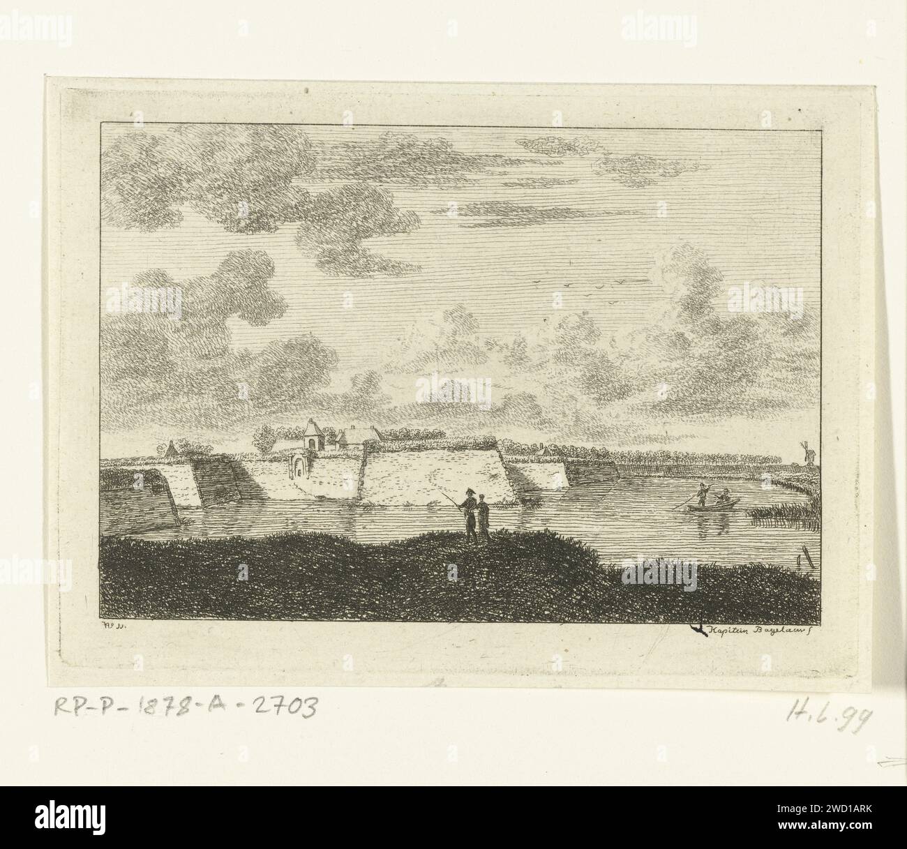 View of the ramparts in Naarden, Ernst Willem Jan Bagelaar, 1798 - 1837 print  Netherlands paper etching fortifications, military engineering Naarden Stock Photo