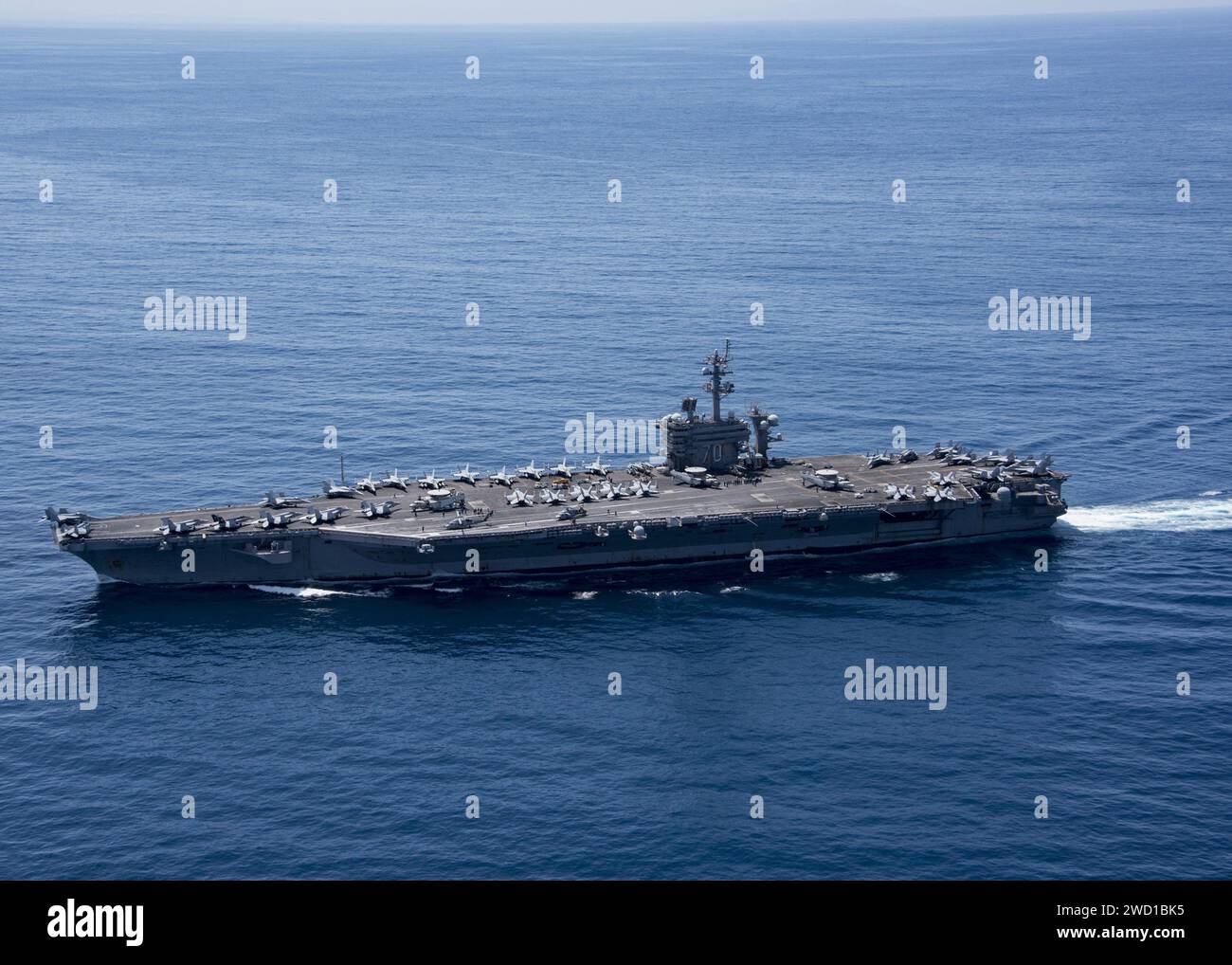 The aircraft carrier USS Carl Vinson (CVN 70) transits the Indian Ocean. Stock Photo