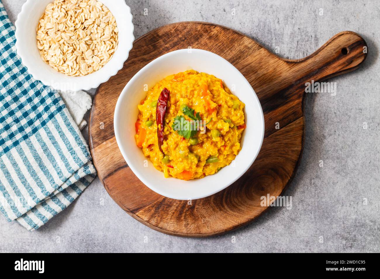 delicious super food 'Oats Khichdi'. Indian cooking. Stock Photo