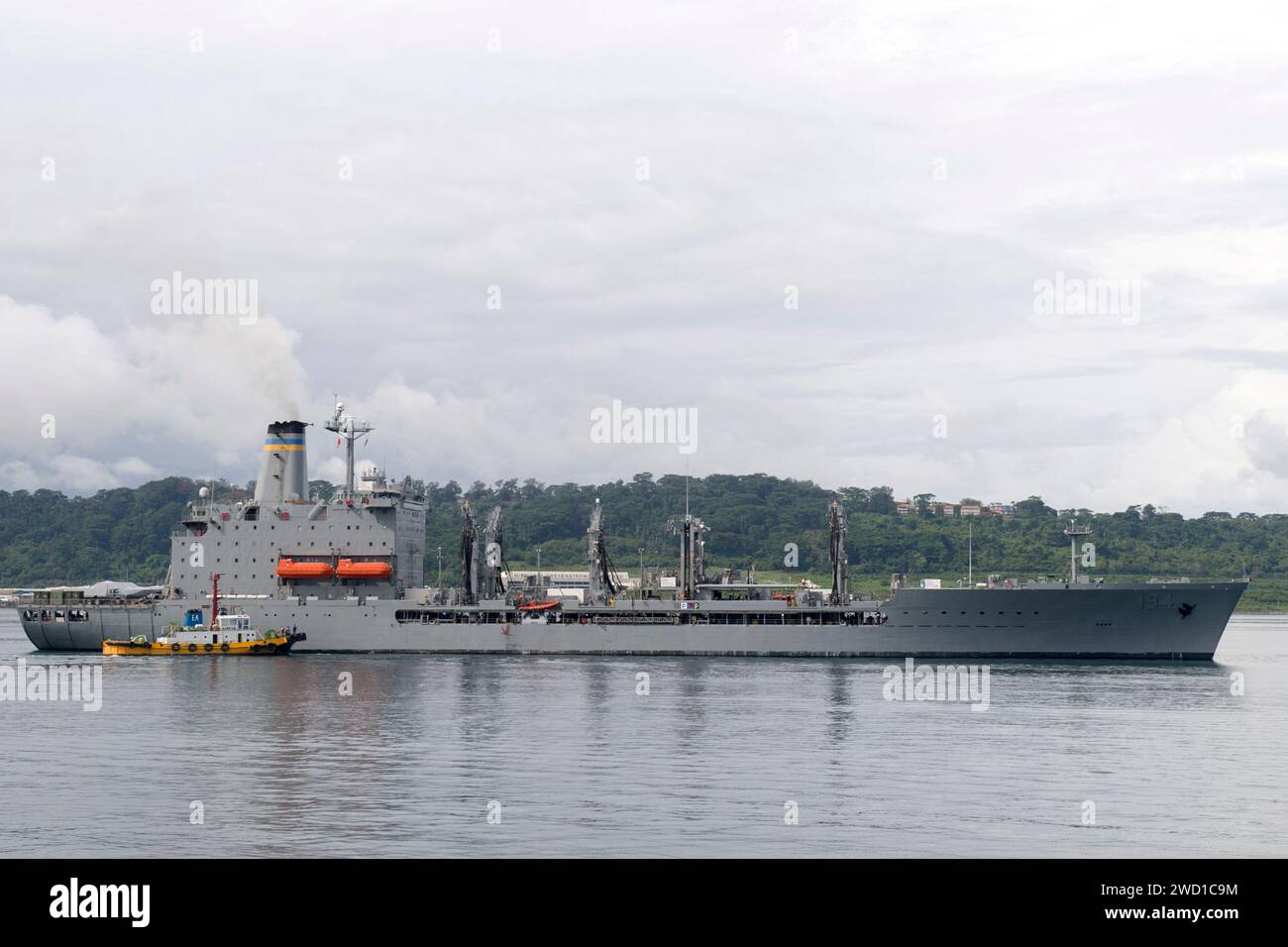 The fleet replenishment oiler USNS John Ericsson transits Subic Bay. Stock Photo