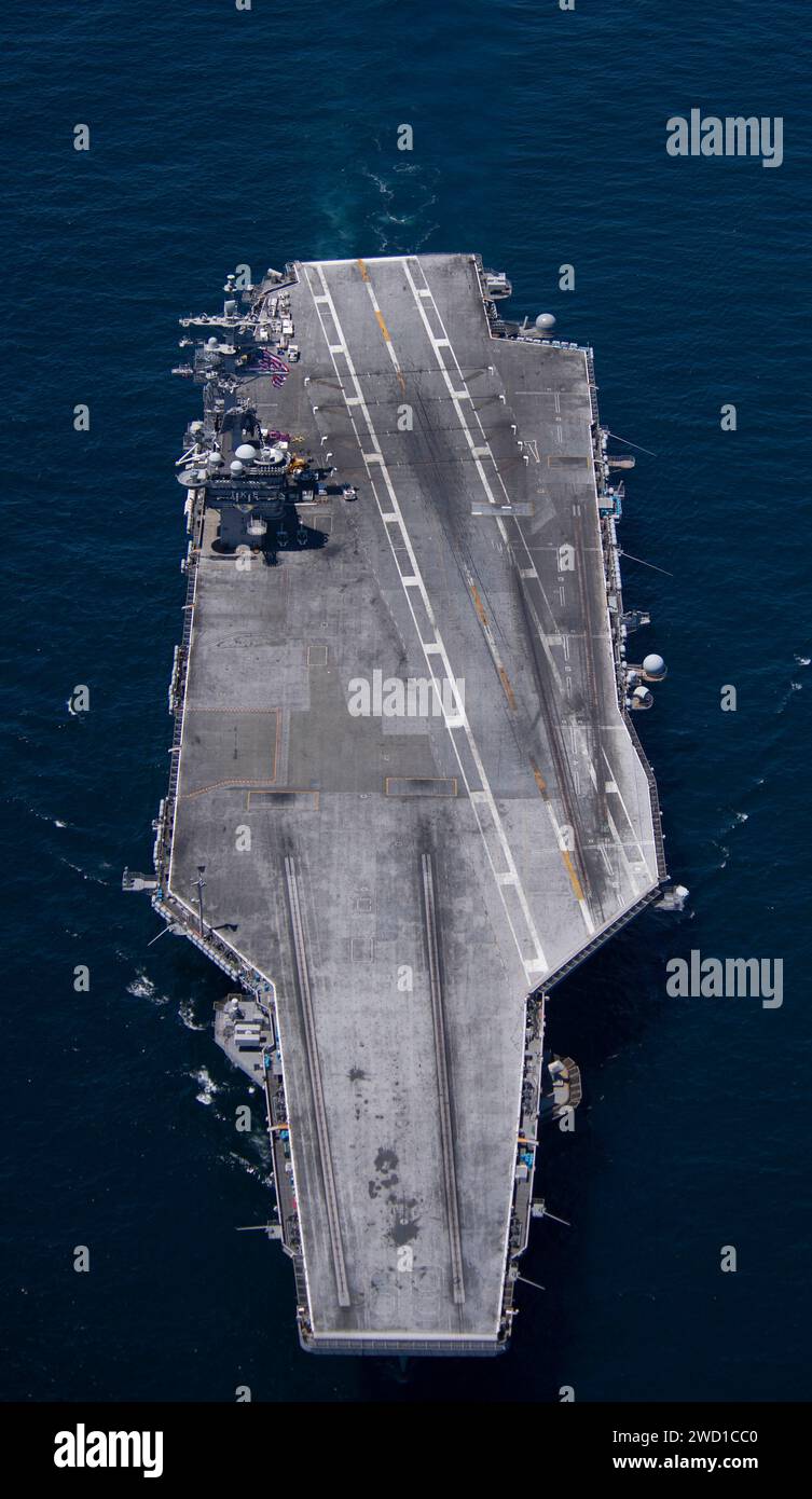 The aircraft carrier USS Dwight D. Eisenhower transits the Atlantic Ocean. Stock Photo
