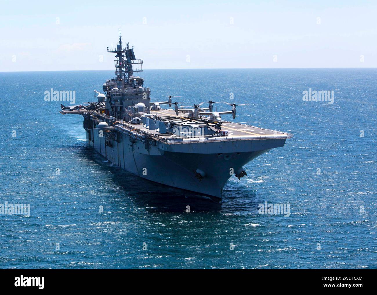 The amphibious assault ship USS Iwo Jima in the Atlantic Ocean. Stock Photo